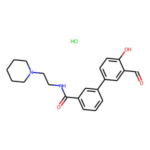 [1,1′-Biphenyl]-3-carboxamide, 3′-formyl-4′-hydroxy-N-[2-(1-piperidinyl)ethyl]-, hydrochloride
